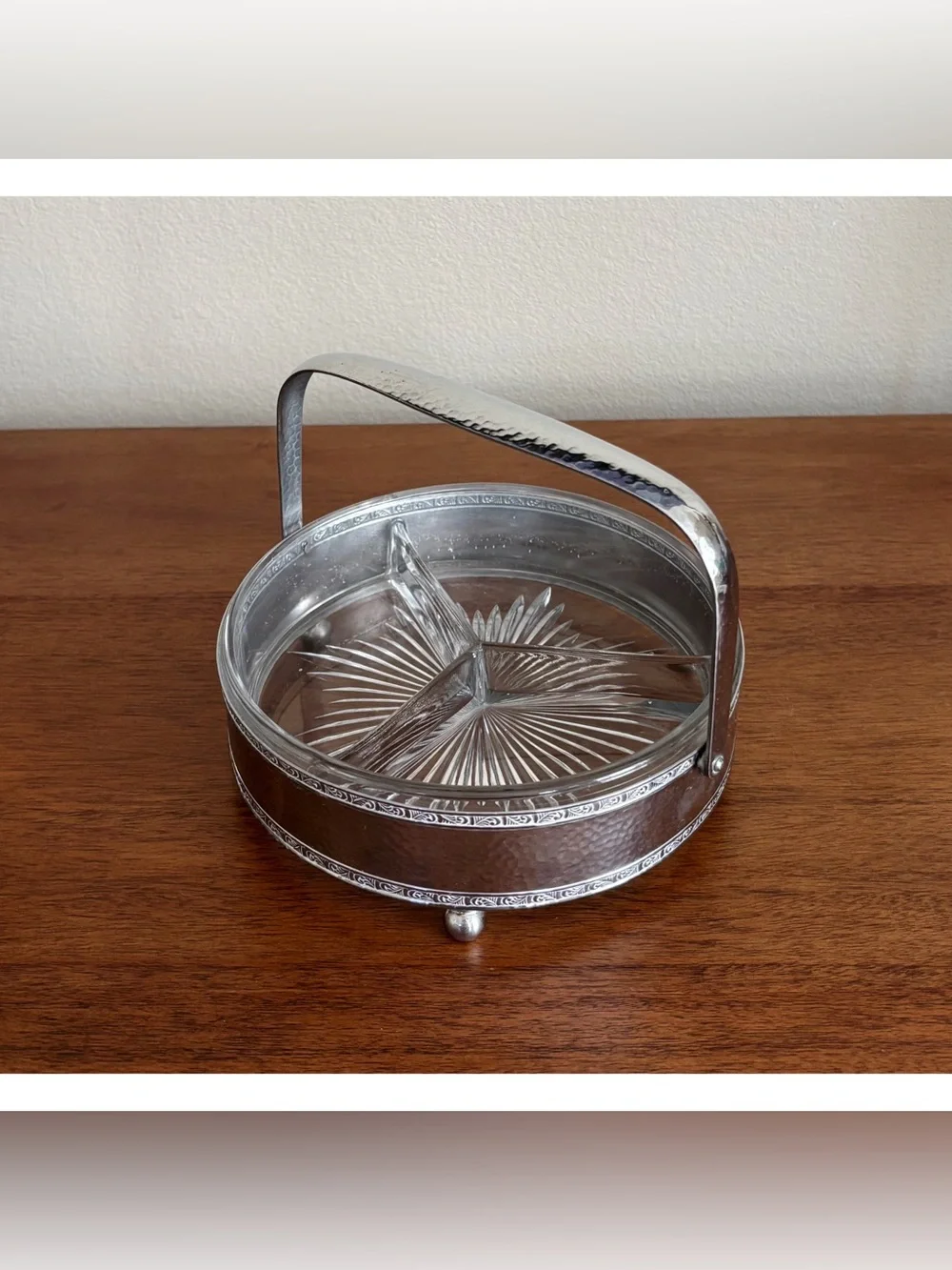 Vintage Divided Glass Relish Candy Dish W. M. MTS.  4054